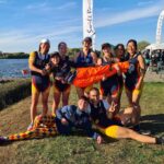 The winning women’s eight at Milton Keynes Regatta 2023. Molly and Timea (seated) also won the women’s double sculls.